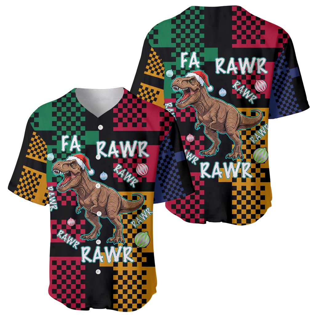 Christmas T Rex Rawr Rawr Rawr Baseball Jersey Xmas Holiday Patterns - Wonder Print Shop