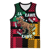 Christmas T Rex Rawr Rawr Rawr Basketball Jersey Xmas Holiday Patterns - Wonder Print Shop