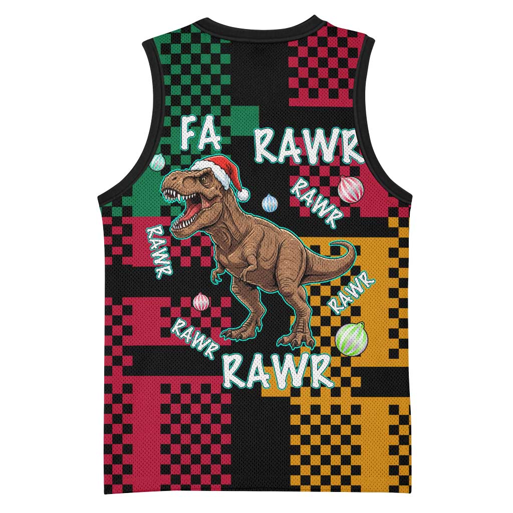 Christmas T Rex Rawr Rawr Rawr Basketball Jersey Xmas Holiday Patterns - Wonder Print Shop