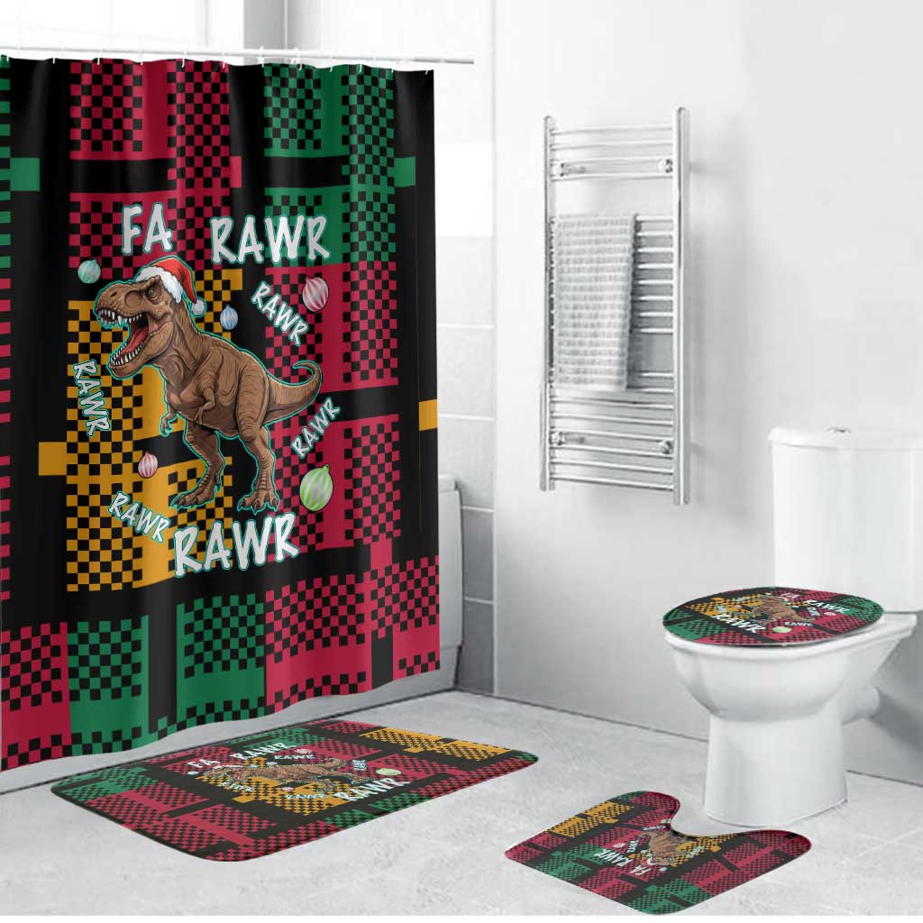Christmas T Rex Rawr Rawr Rawr Bathroom Set Xmas Holiday Patterns - Wonder Print Shop