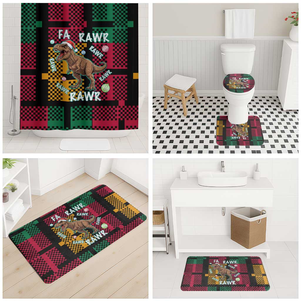 Christmas T Rex Rawr Rawr Rawr Bathroom Set Xmas Holiday Patterns - Wonder Print Shop