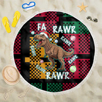 Christmas T Rex Rawr Rawr Rawr Beach Blanket Xmas Holiday Patterns - Wonder Print Shop