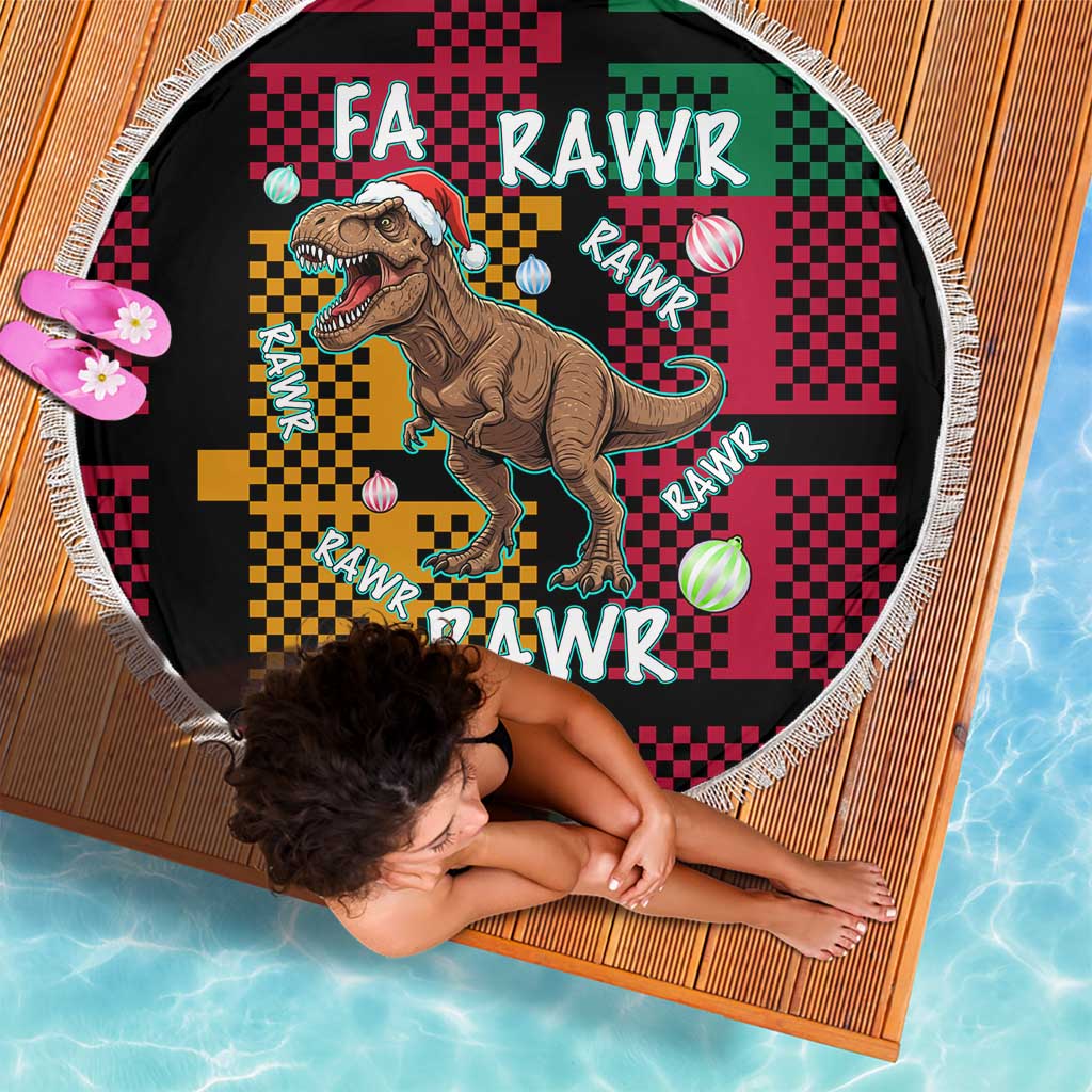 Christmas T Rex Rawr Rawr Rawr Beach Blanket Xmas Holiday Patterns - Wonder Print Shop
