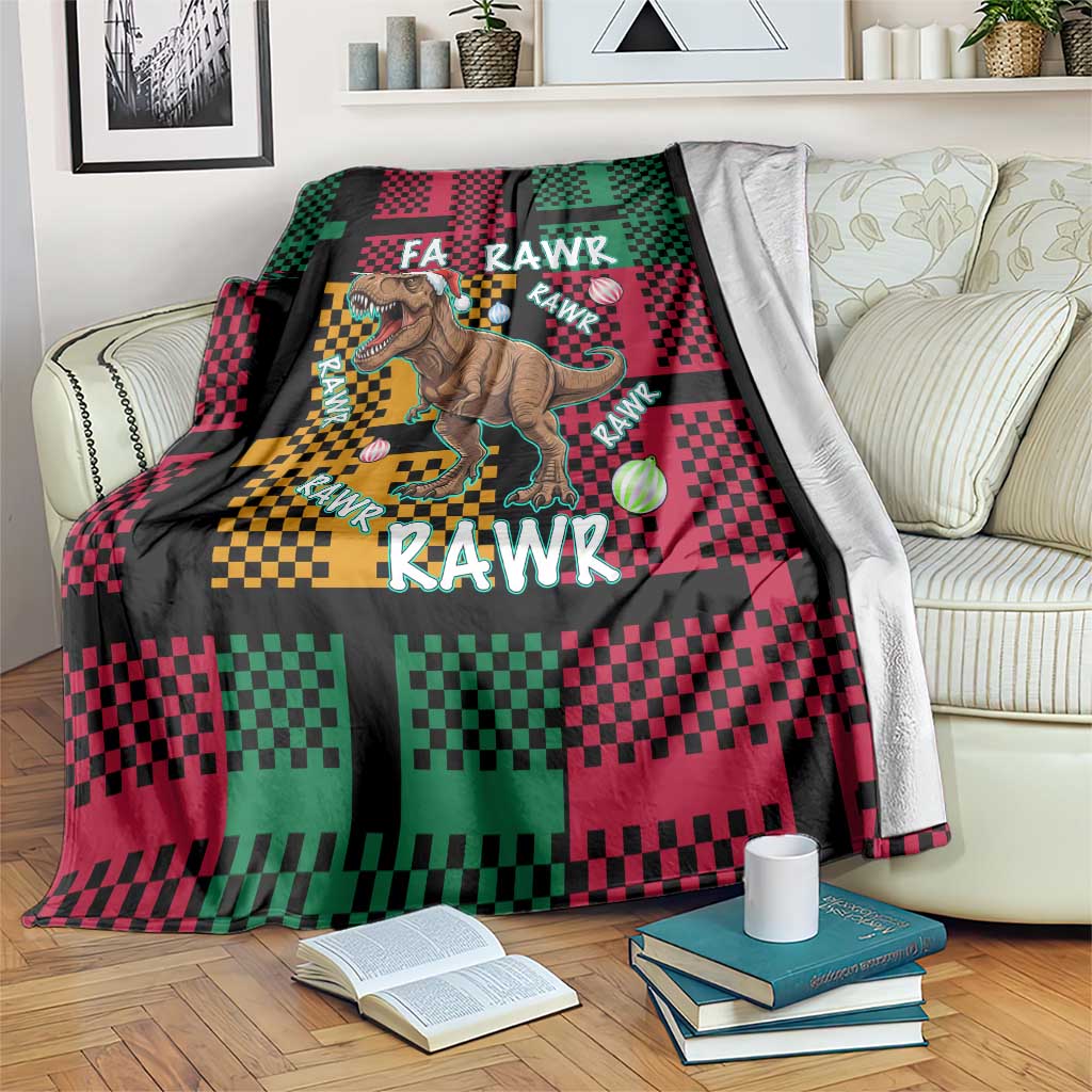 Christmas T Rex Rawr Rawr Rawr Blanket Xmas Holiday Patterns - Wonder Print Shop