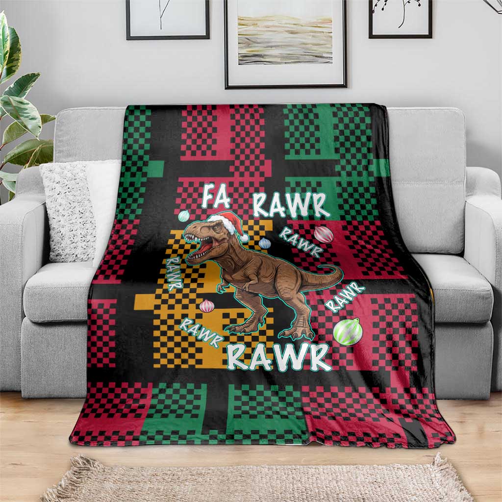 Christmas T Rex Rawr Rawr Rawr Blanket Xmas Holiday Patterns - Wonder Print Shop
