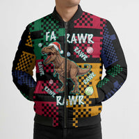 Christmas T Rex Rawr Rawr Rawr Bomber Puffer Jacket Xmas Holiday Patterns - Wonder Print Shop