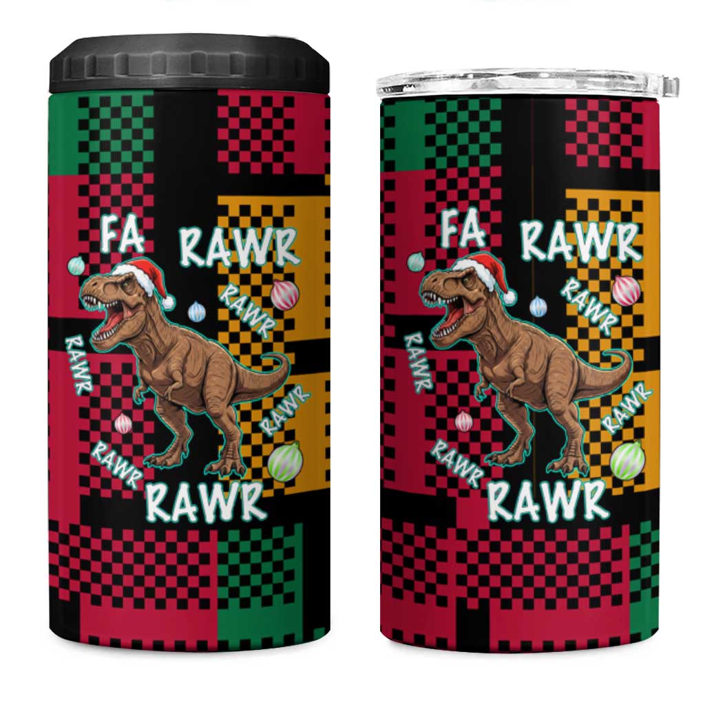 Christmas T Rex Rawr Rawr Rawr 4 in 1 Can Cooler Tumbler Xmas Holiday Patterns - Wonder Print Shop