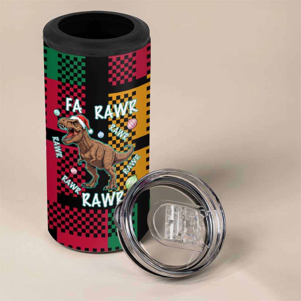Christmas T Rex Rawr Rawr Rawr 4 in 1 Can Cooler Tumbler Xmas Holiday Patterns - Wonder Print Shop