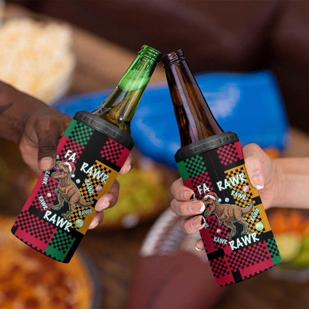 Christmas T Rex Rawr Rawr Rawr 4 in 1 Can Cooler Tumbler Xmas Holiday Patterns - Wonder Print Shop