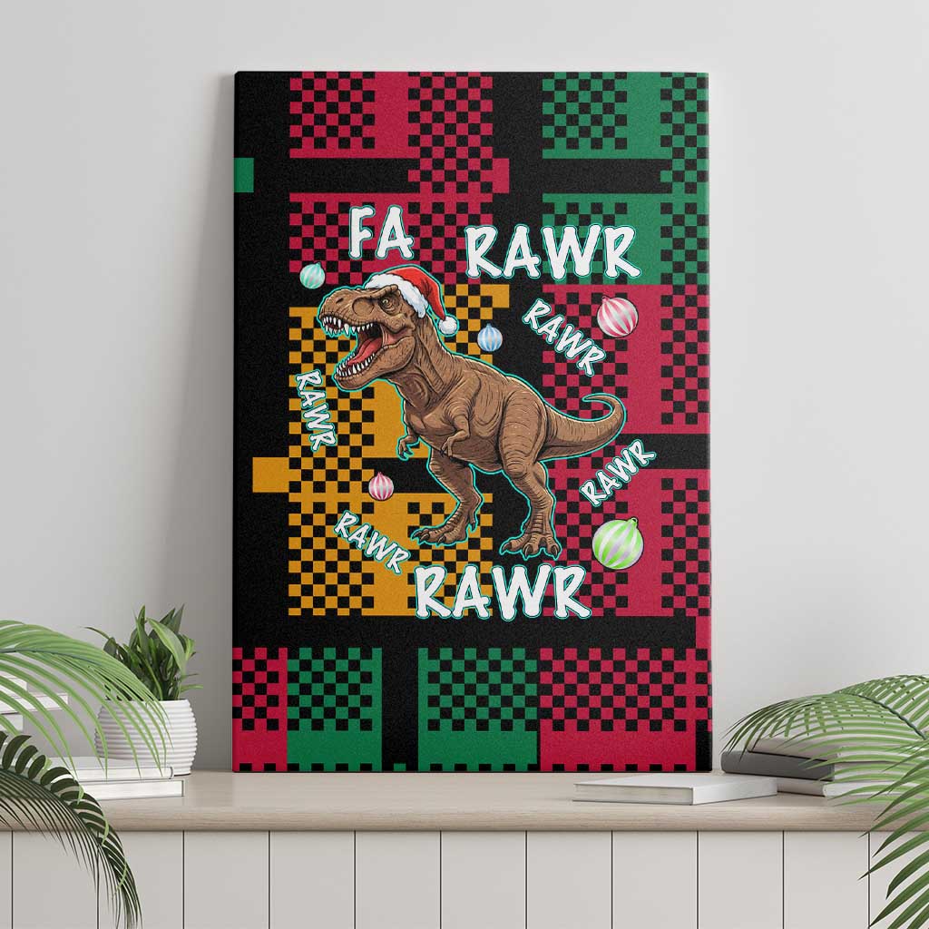 Christmas T Rex Rawr Rawr Rawr Canvas Wall Art Xmas Holiday Patterns - Wonder Print Shop