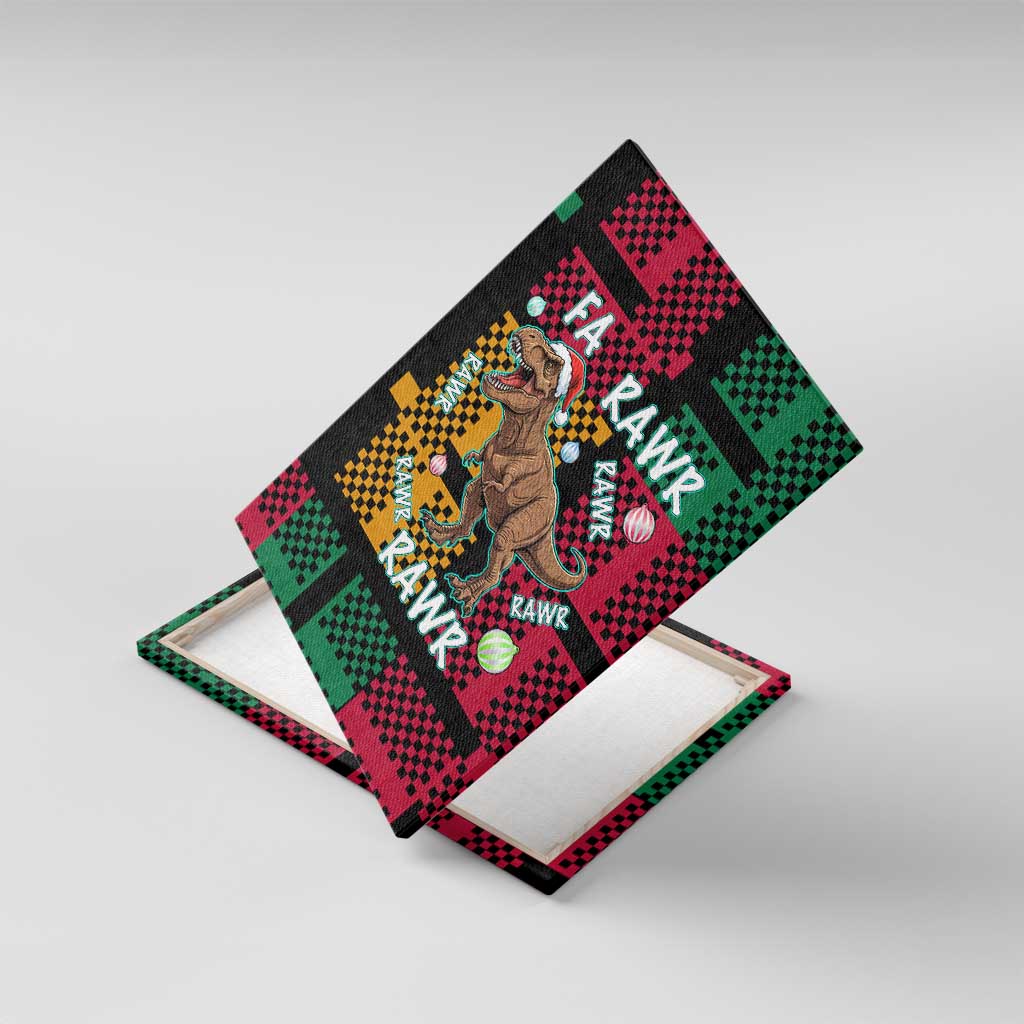 Christmas T Rex Rawr Rawr Rawr Canvas Wall Art Xmas Holiday Patterns - Wonder Print Shop