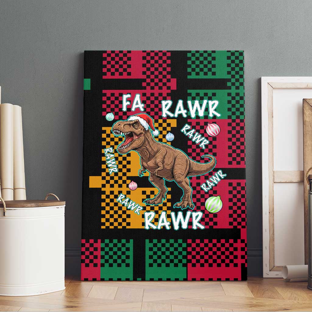 Christmas T Rex Rawr Rawr Rawr Canvas Wall Art Xmas Holiday Patterns - Wonder Print Shop