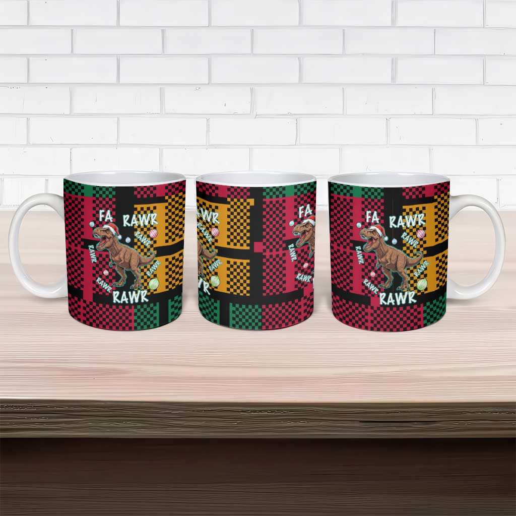 Christmas T Rex Rawr Rawr Rawr Ceramic Mug Xmas Holiday Patterns - Wonder Print Shop