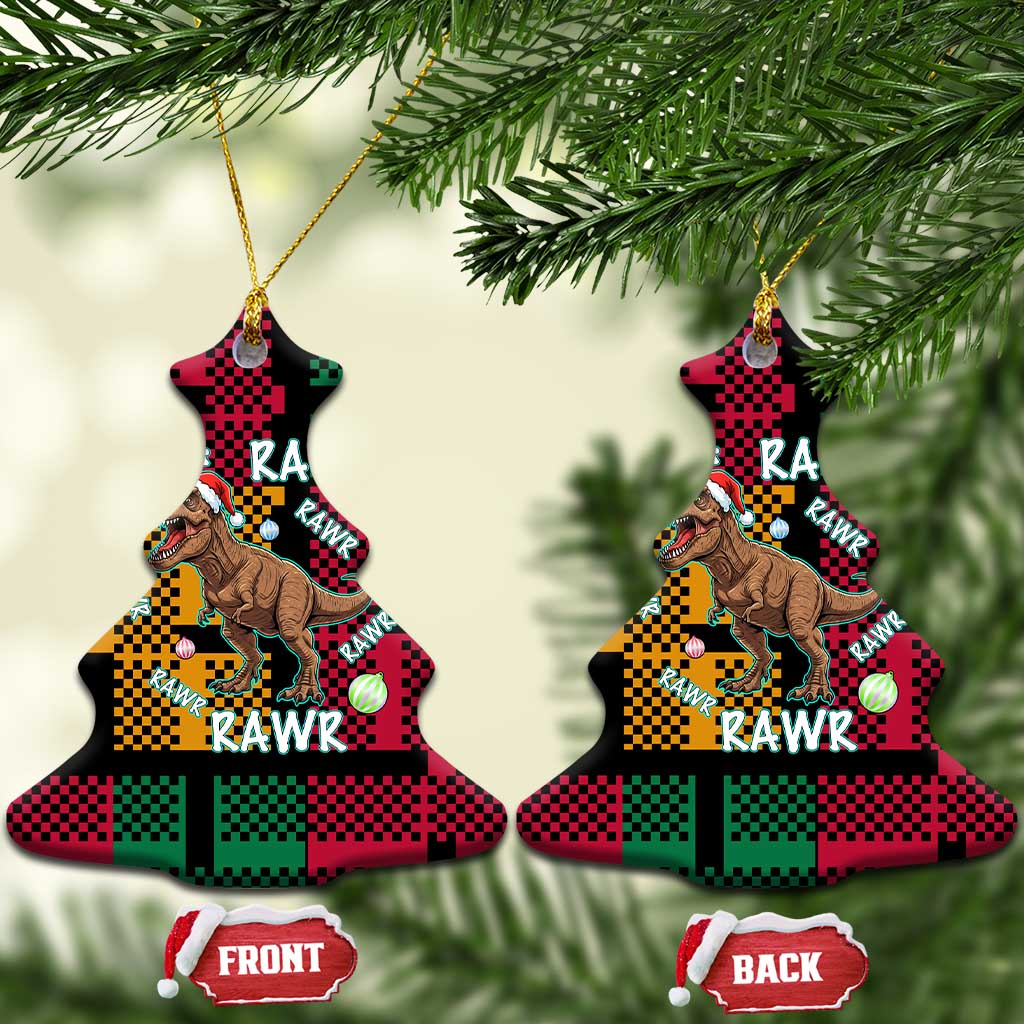 Christmas T Rex Rawr Rawr Rawr Ceramic Ornament Xmas Holiday Patterns - Wonder Print Shop