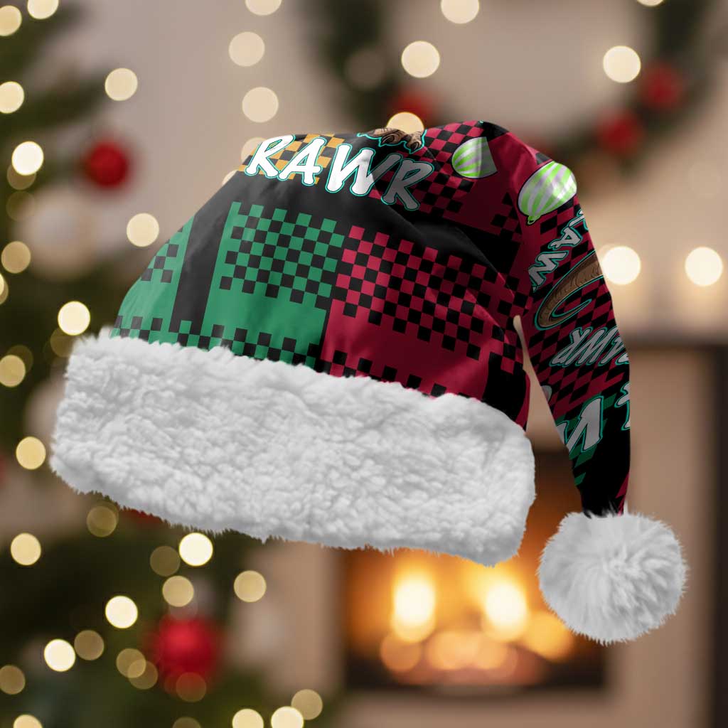 Christmas T Rex Rawr Rawr Rawr Christmas Santa Hat Xmas Holiday Patterns - Wonder Print Shop