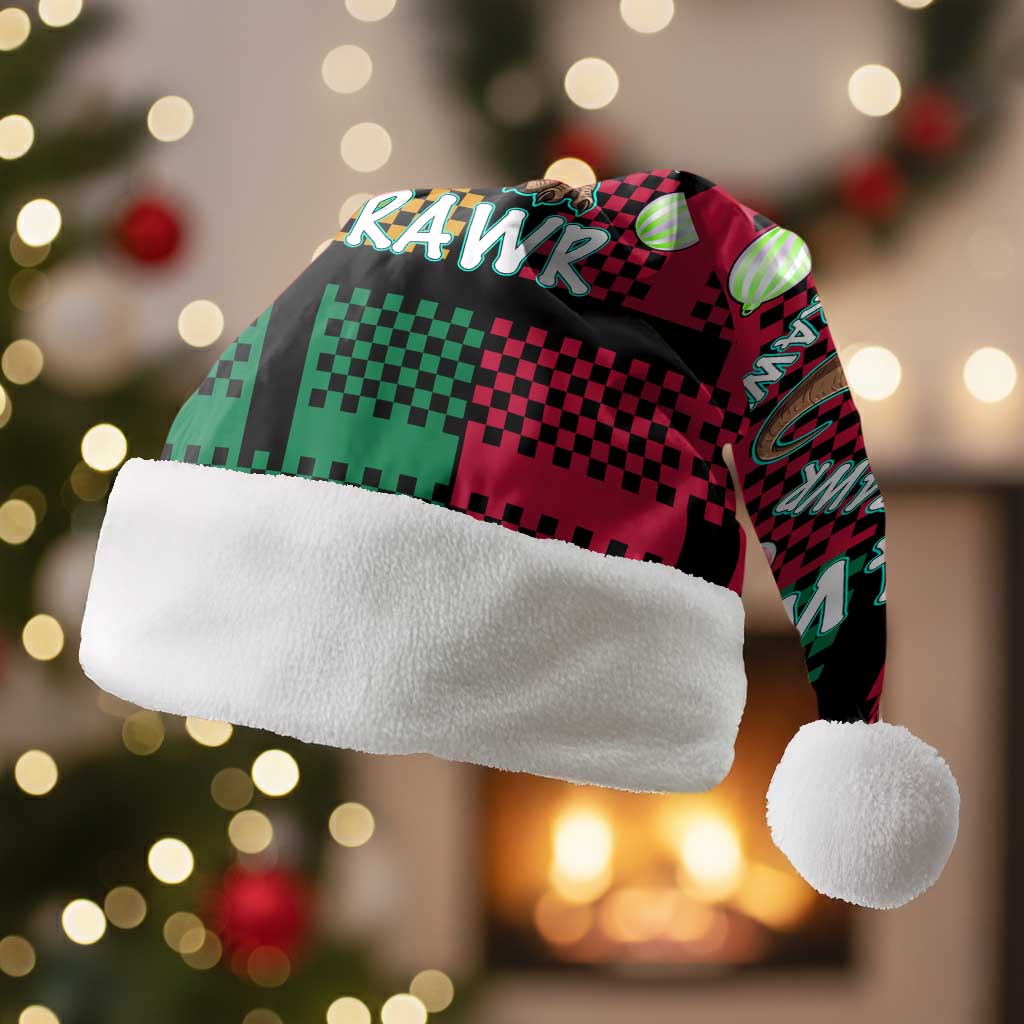 Christmas T Rex Rawr Rawr Rawr Christmas Santa Hat Xmas Holiday Patterns - Wonder Print Shop