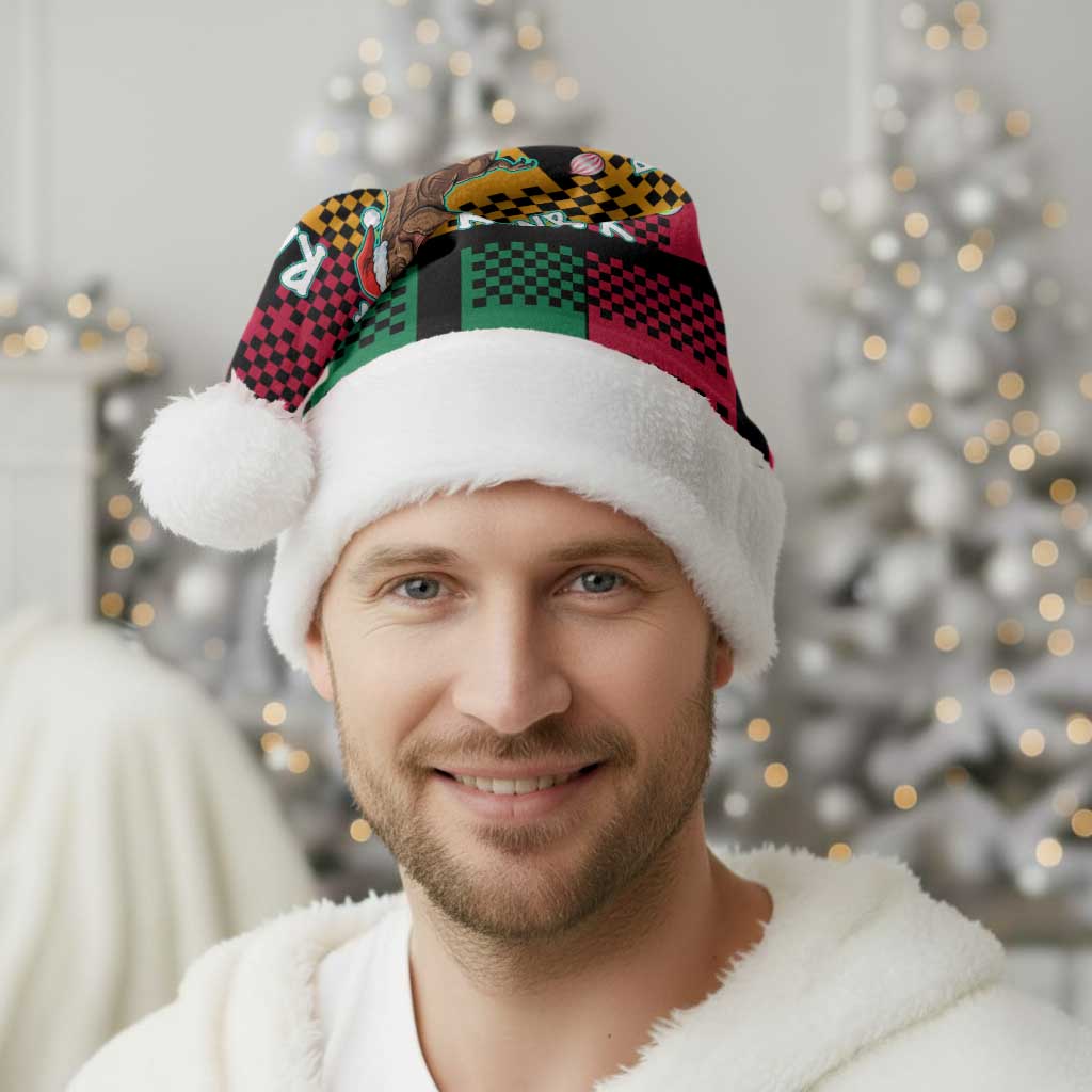 Christmas T Rex Rawr Rawr Rawr Christmas Santa Hat Xmas Holiday Patterns - Wonder Print Shop