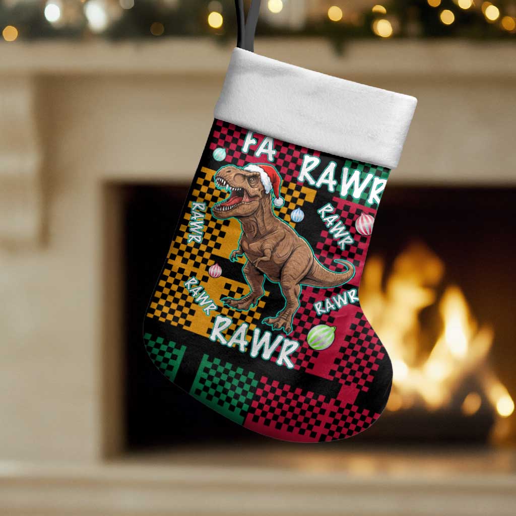 Christmas T Rex Rawr Rawr Rawr Christmas Stocking Xmas Holiday Patterns - Wonder Print Shop