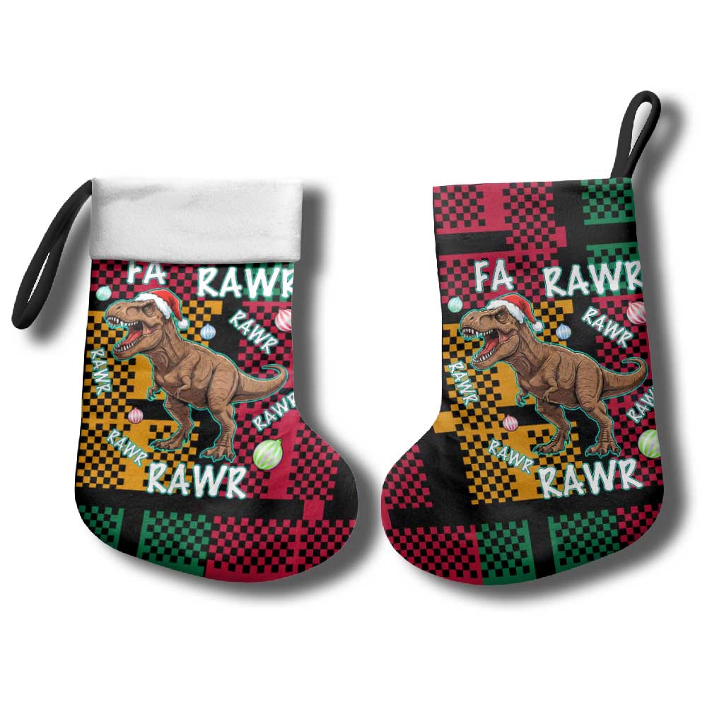 Christmas T Rex Rawr Rawr Rawr Christmas Stocking Xmas Holiday Patterns - Wonder Print Shop