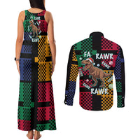 Christmas T Rex Rawr Rawr Rawr Couples Matching Tank Maxi Dress and Long Sleeve Button Shirt Xmas Holiday Patterns - Wonder Print Shop