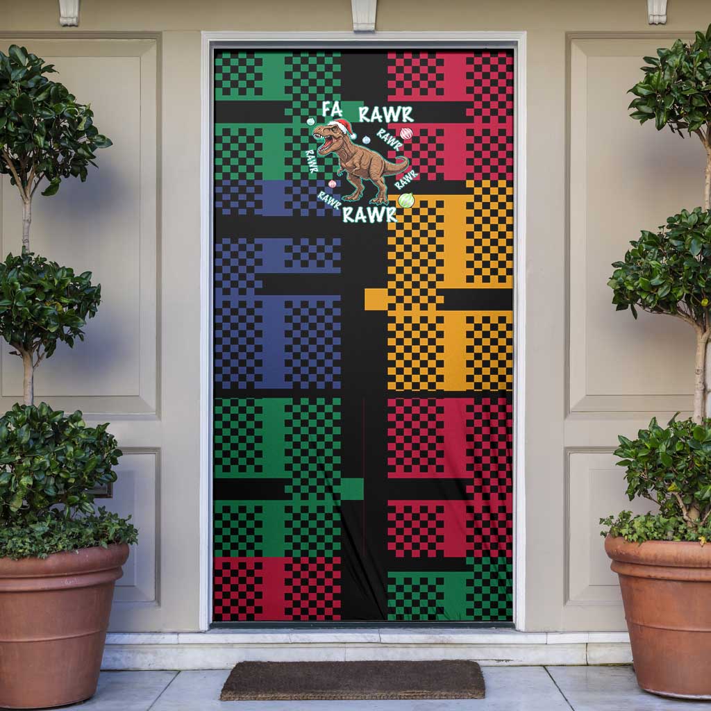 Christmas T Rex Rawr Rawr Rawr Door Cover Xmas Holiday Patterns - Wonder Print Shop