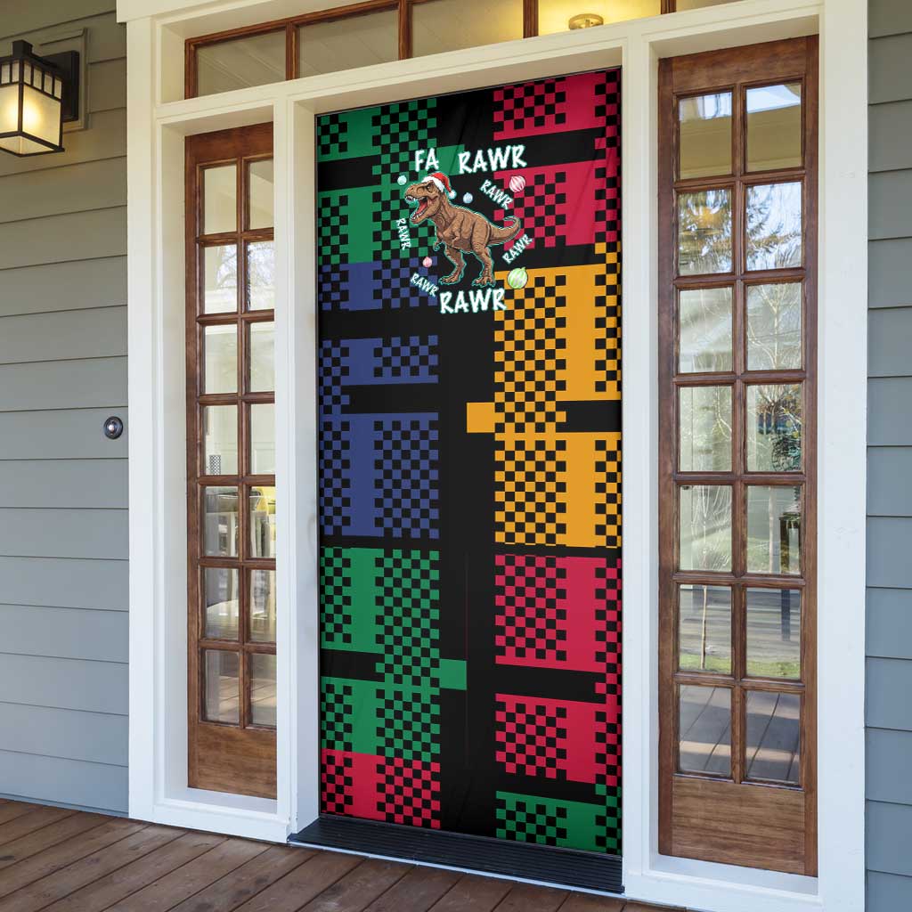 Christmas T Rex Rawr Rawr Rawr Door Cover Xmas Holiday Patterns - Wonder Print Shop