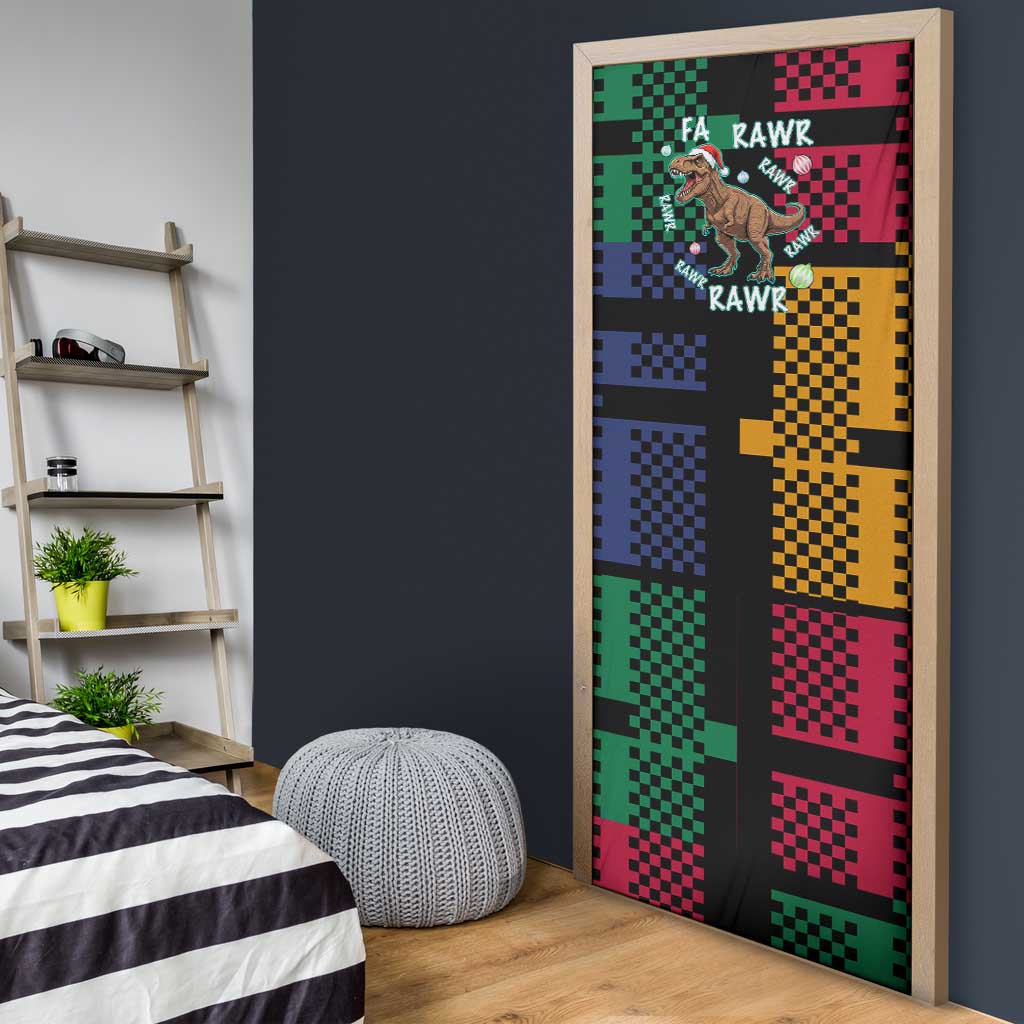 Christmas T Rex Rawr Rawr Rawr Door Cover Xmas Holiday Patterns - Wonder Print Shop
