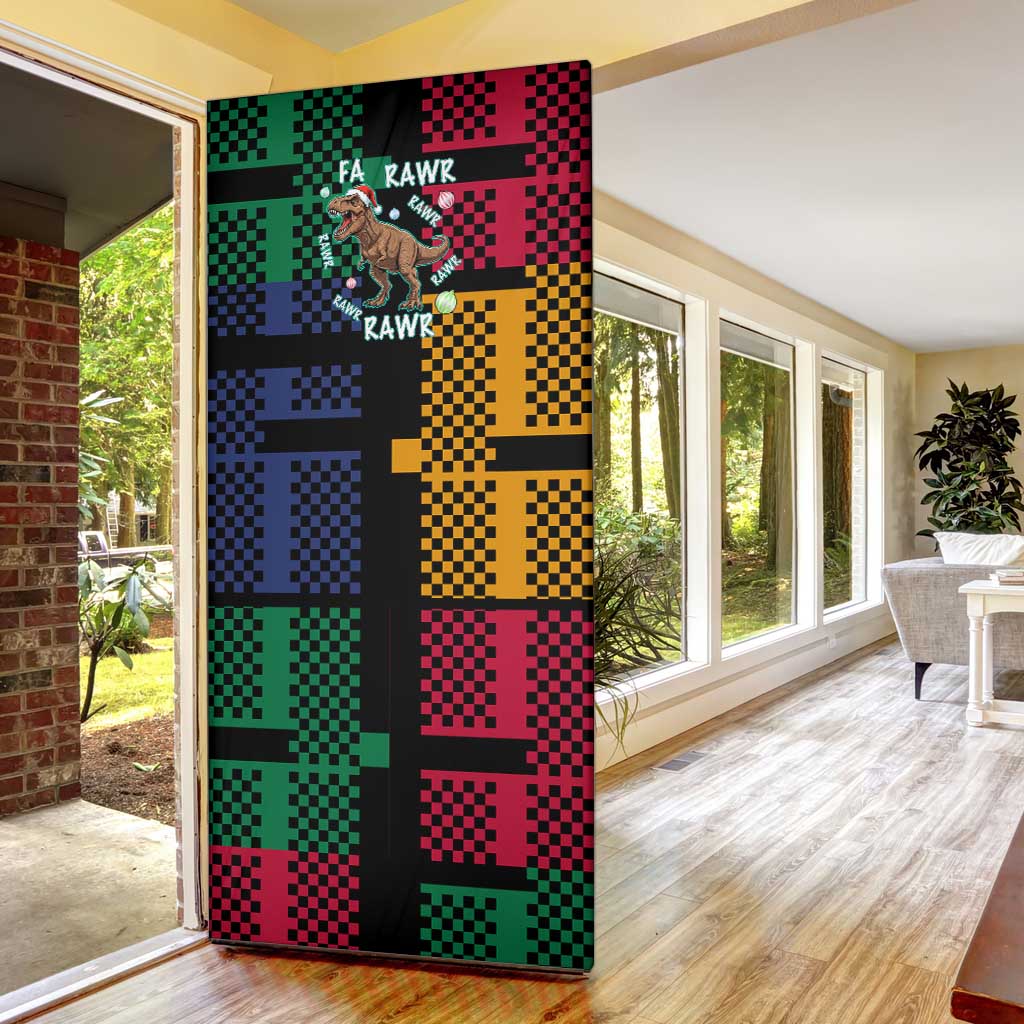 Christmas T Rex Rawr Rawr Rawr Door Cover Xmas Holiday Patterns - Wonder Print Shop