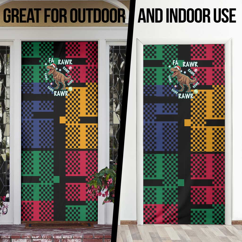 Christmas T Rex Rawr Rawr Rawr Door Cover Xmas Holiday Patterns - Wonder Print Shop