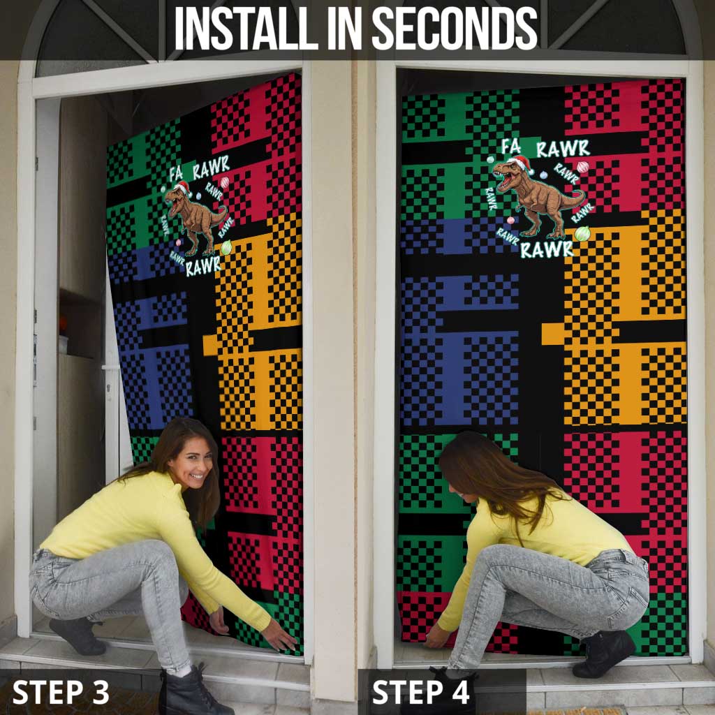 Christmas T Rex Rawr Rawr Rawr Door Cover Xmas Holiday Patterns - Wonder Print Shop