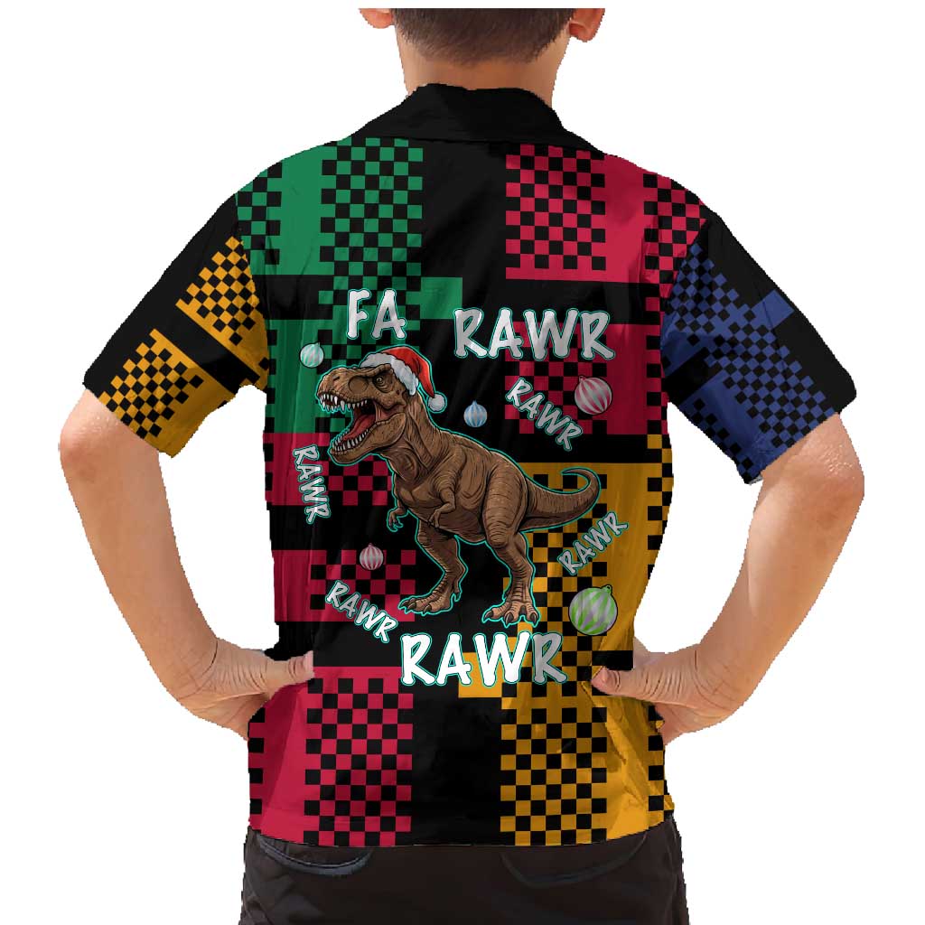 Christmas T Rex Rawr Rawr Rawr Family Matching Mermaid Dress and Hawaiian Shirt Xmas Holiday Patterns - Wonder Print Shop