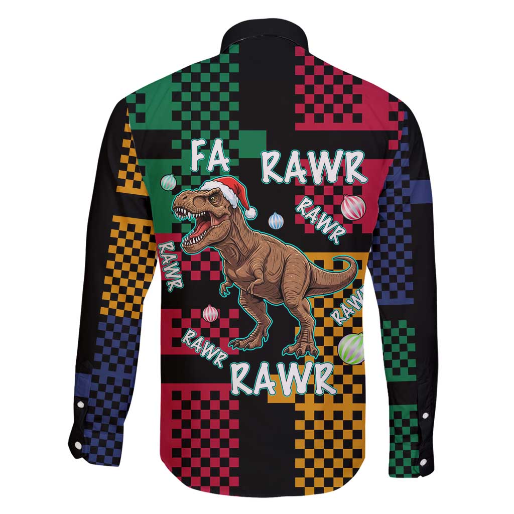 Christmas T Rex Rawr Rawr Rawr Family Matching Mermaid Dress and Hawaiian Shirt Xmas Holiday Patterns - Wonder Print Shop