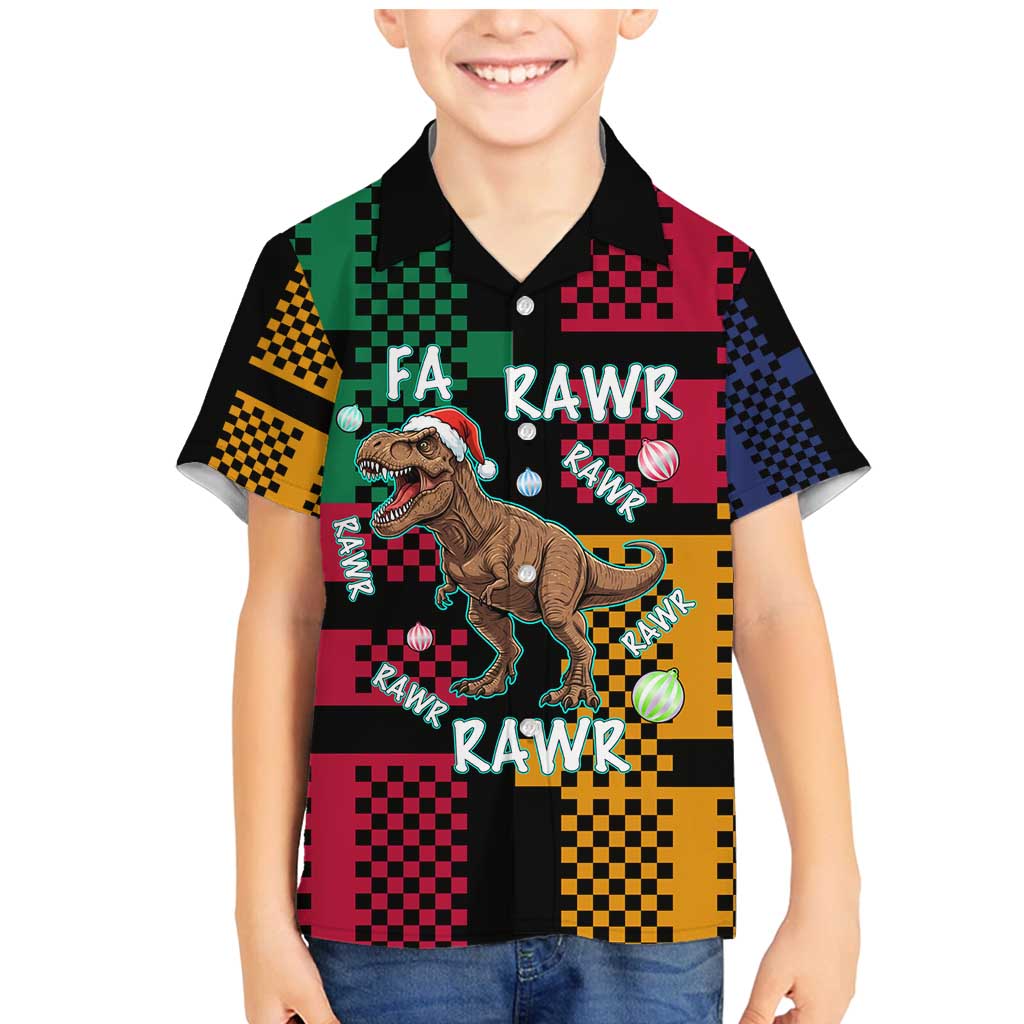 Christmas T Rex Rawr Rawr Rawr Family Matching Mermaid Dress and Hawaiian Shirt Xmas Holiday Patterns - Wonder Print Shop
