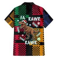 Christmas T Rex Rawr Rawr Rawr Family Matching Off The Shoulder Long Sleeve Dress and Hawaiian Shirt Xmas Holiday Patterns - Wonder Print Shop