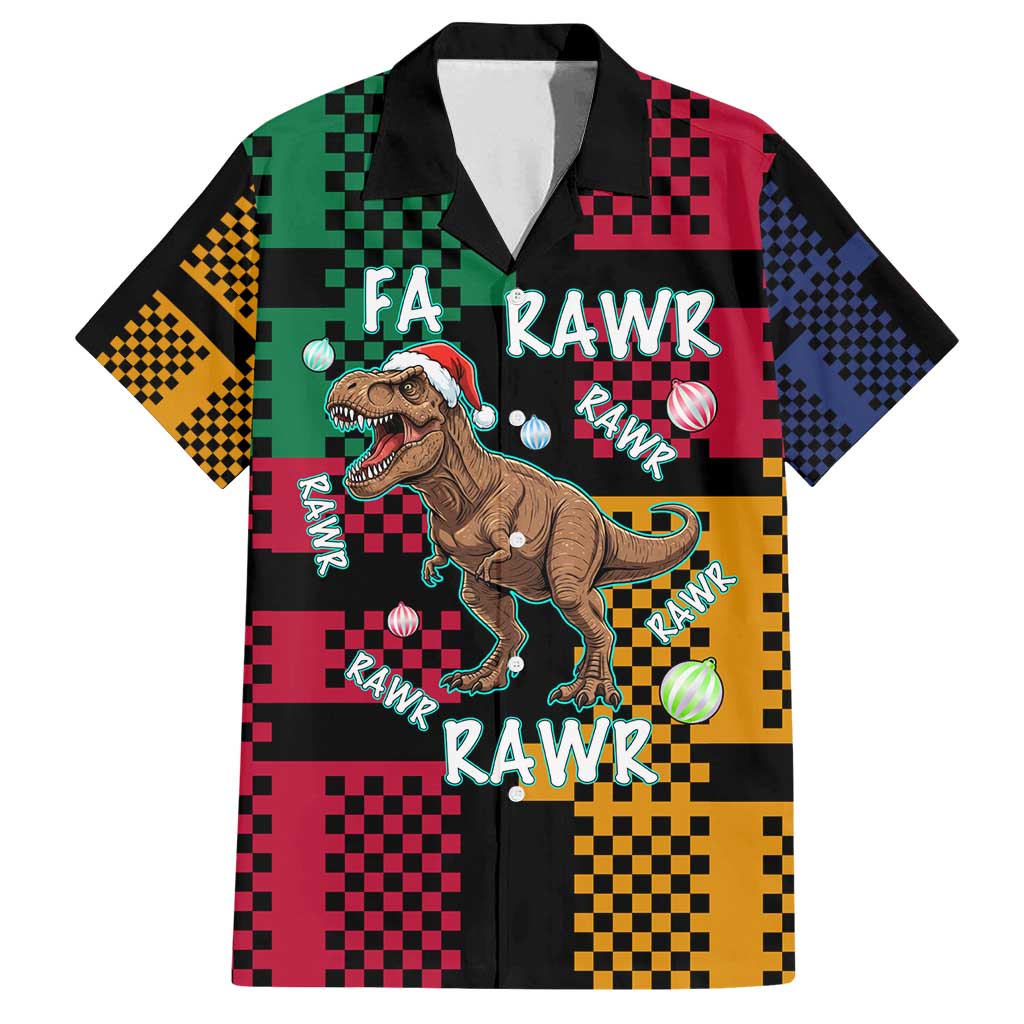 Christmas T Rex Rawr Rawr Rawr Family Matching Off Shoulder Maxi Dress and Hawaiian Shirt Xmas Holiday Patterns - Wonder Print Shop