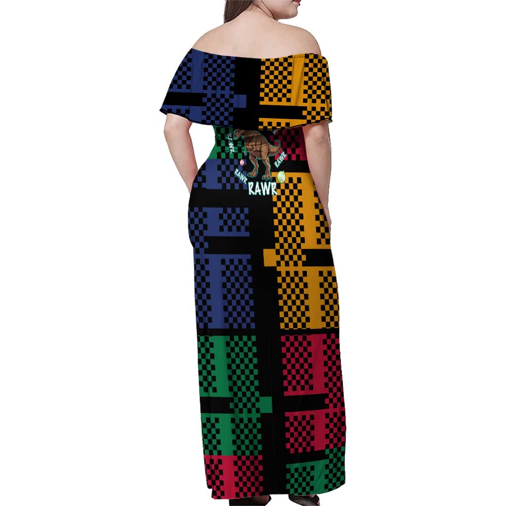 Christmas T Rex Rawr Rawr Rawr Family Matching Off Shoulder Maxi Dress and Hawaiian Shirt Xmas Holiday Patterns - Wonder Print Shop