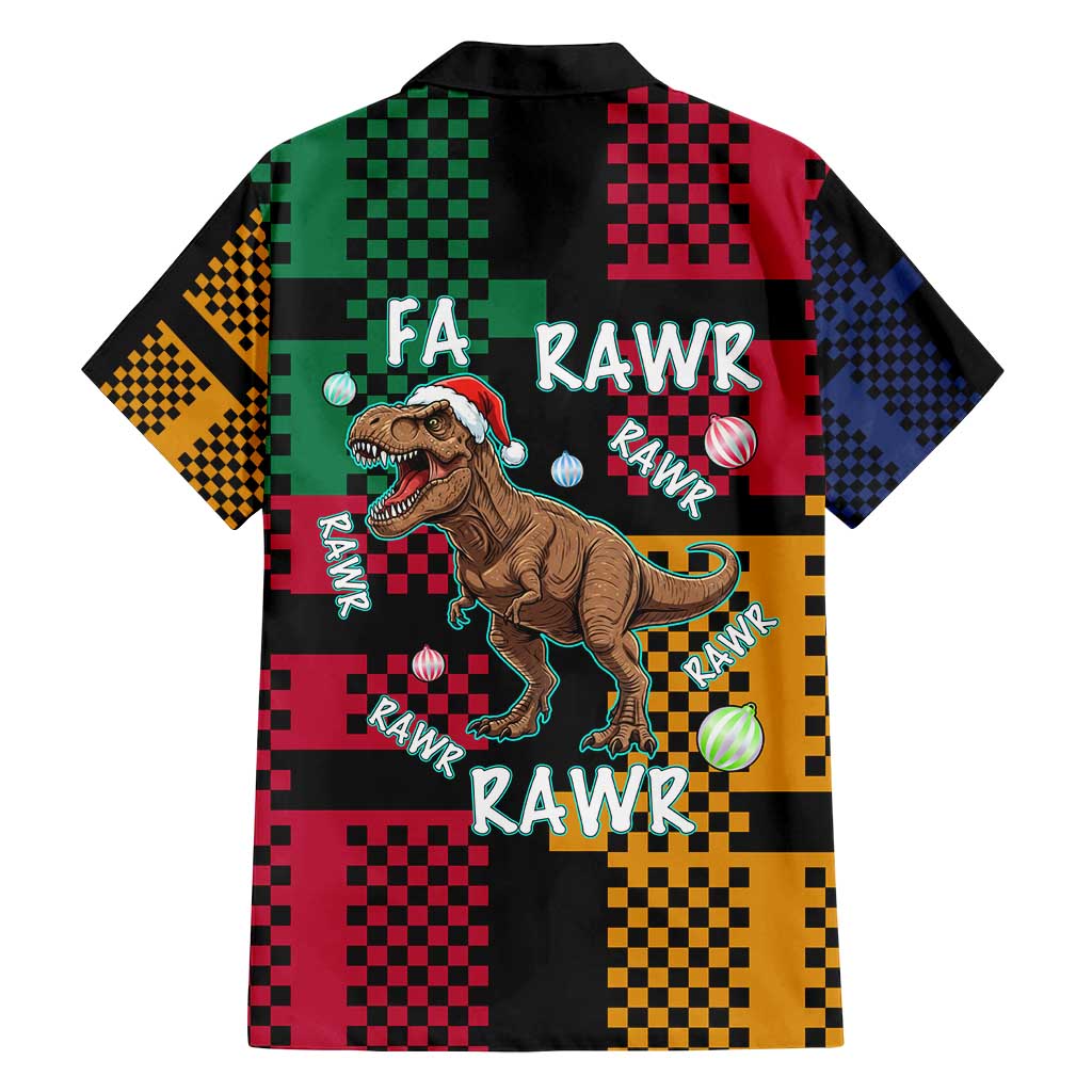 Christmas T Rex Rawr Rawr Rawr Family Matching Off Shoulder Short Dress and Hawaiian Shirt Xmas Holiday Patterns - Wonder Print Shop