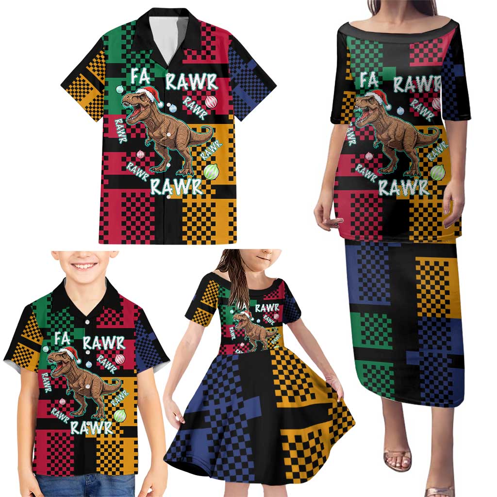 Christmas T Rex Rawr Rawr Rawr Family Matching Puletasi and Hawaiian Shirt Xmas Holiday Patterns - Wonder Print Shop