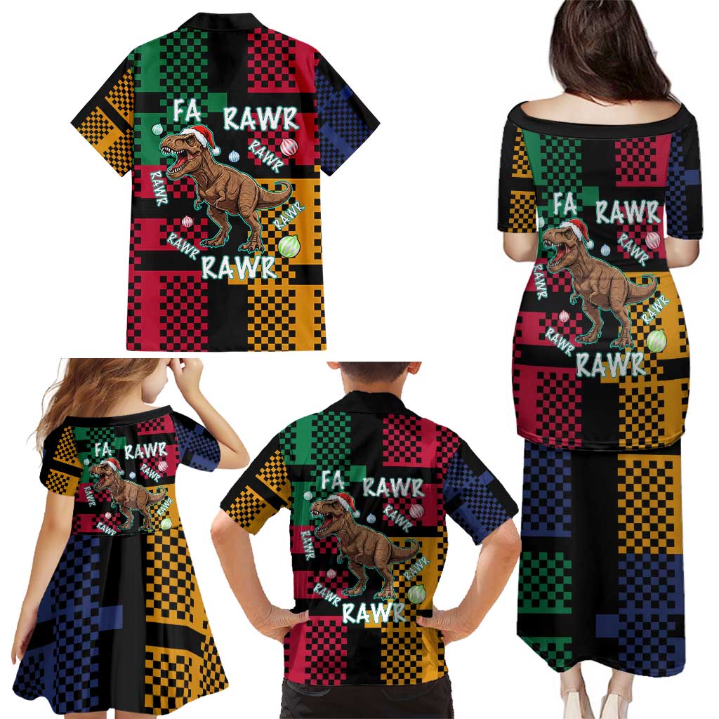Christmas T Rex Rawr Rawr Rawr Family Matching Puletasi and Hawaiian Shirt Xmas Holiday Patterns - Wonder Print Shop