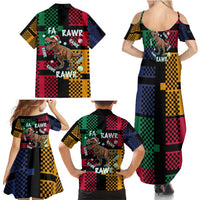 Christmas T Rex Rawr Rawr Rawr Family Matching Summer Maxi Dress and Hawaiian Shirt Xmas Holiday Patterns - Wonder Print Shop