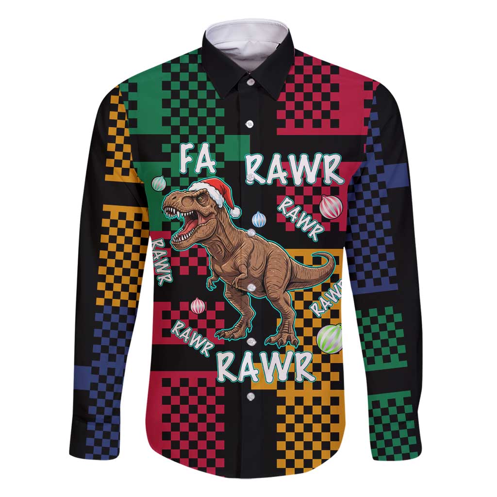 Christmas T Rex Rawr Rawr Rawr Family Matching Summer Maxi Dress and Hawaiian Shirt Xmas Holiday Patterns - Wonder Print Shop