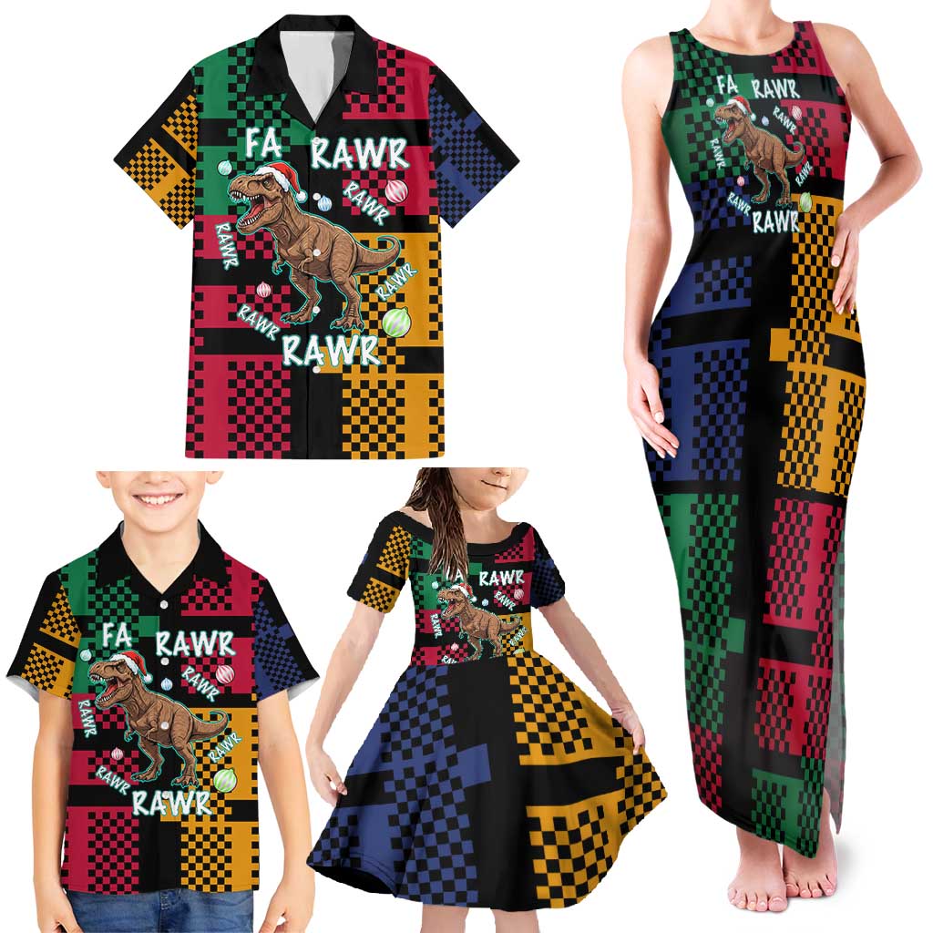 Christmas T Rex Rawr Rawr Rawr Family Matching Tank Maxi Dress and Hawaiian Shirt Xmas Holiday Patterns - Wonder Print Shop