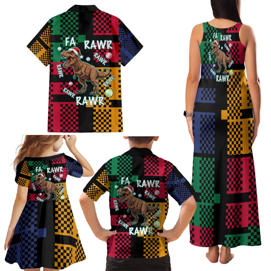 Christmas T Rex Rawr Rawr Rawr Family Matching Tank Maxi Dress and Hawaiian Shirt Xmas Holiday Patterns - Wonder Print Shop
