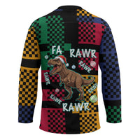 Christmas T Rex Rawr Rawr Rawr Hockey Jersey Xmas Holiday Patterns - Wonder Print Shop
