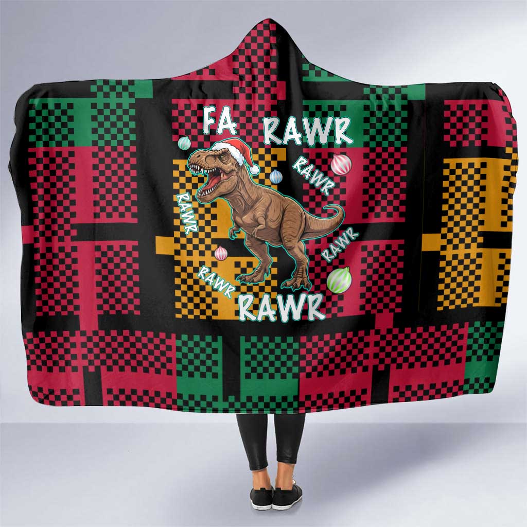 Christmas T Rex Rawr Rawr Rawr Hooded Blanket Xmas Holiday Patterns - Wonder Print Shop