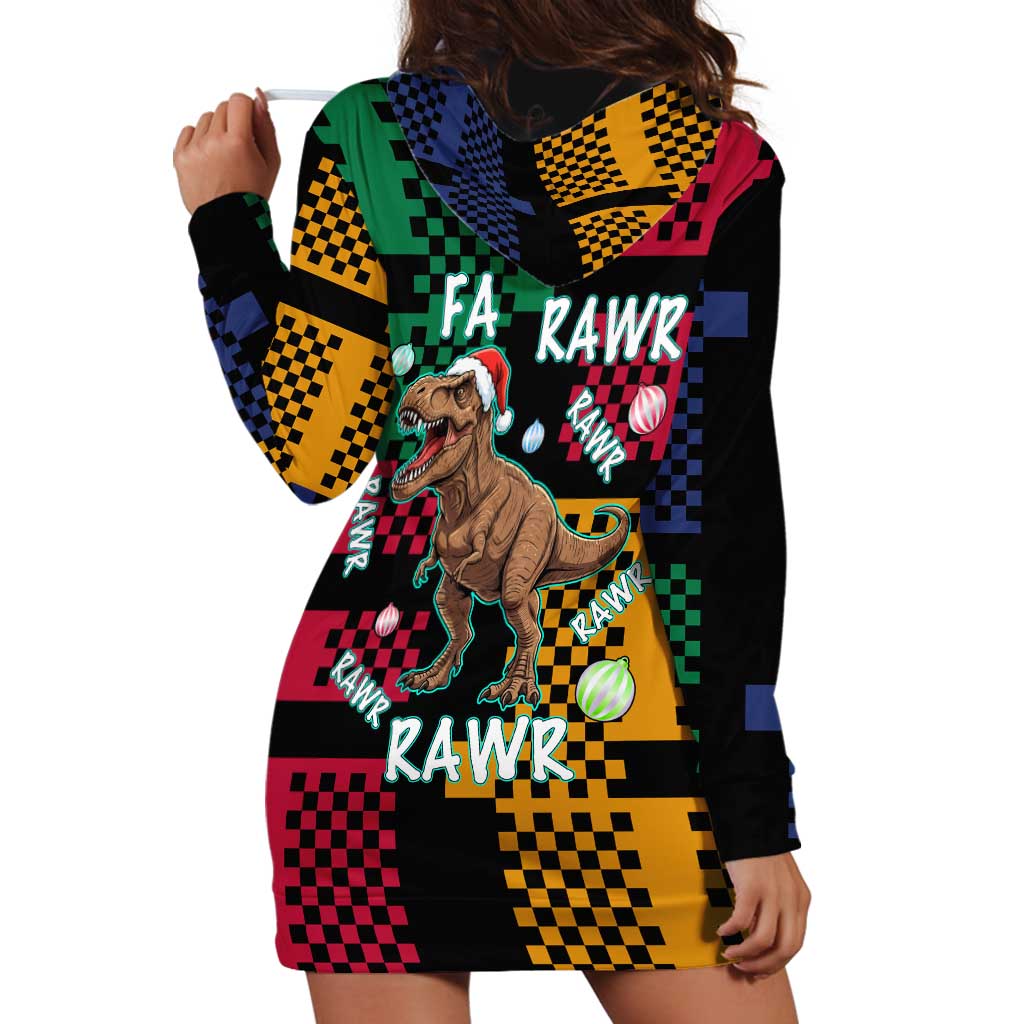 Christmas T Rex Rawr Rawr Rawr Hoodie Dress Xmas Holiday Patterns - Wonder Print Shop