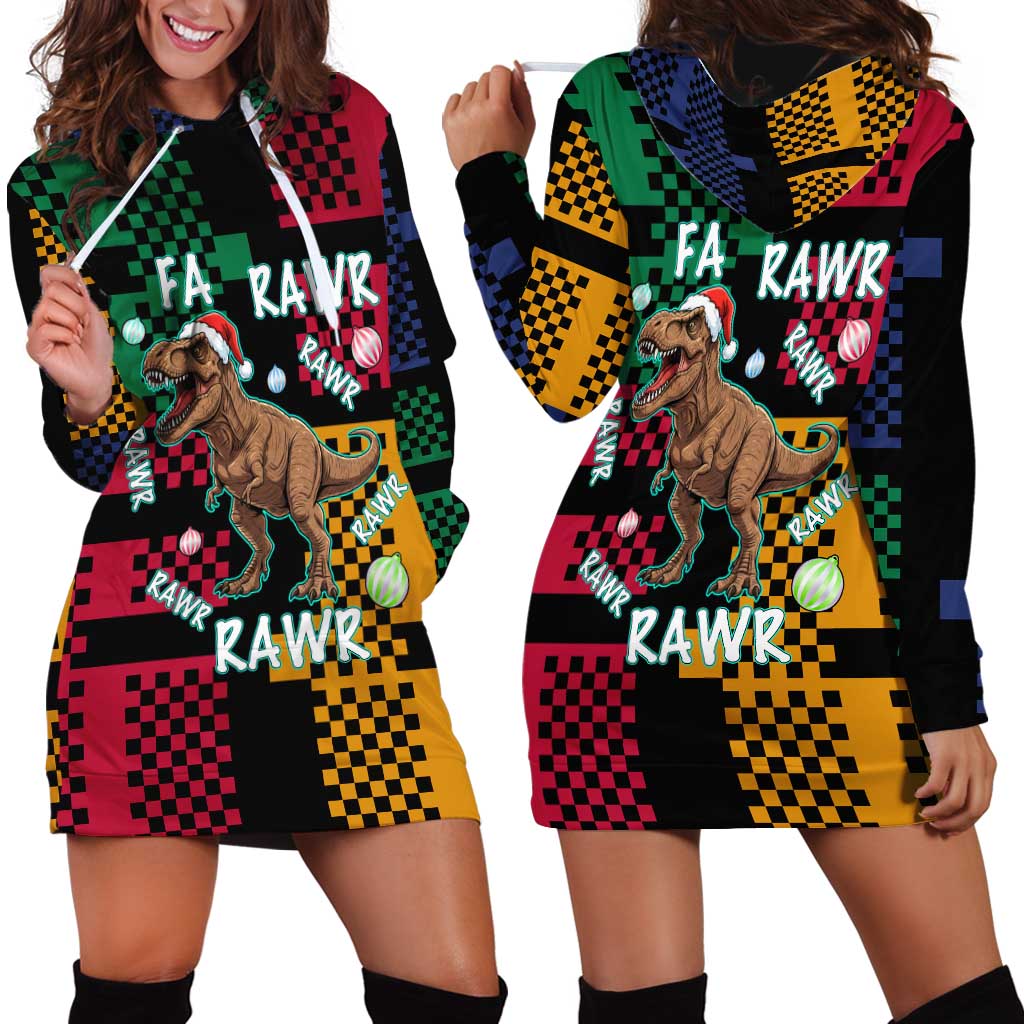Christmas T Rex Rawr Rawr Rawr Hoodie Dress Xmas Holiday Patterns - Wonder Print Shop