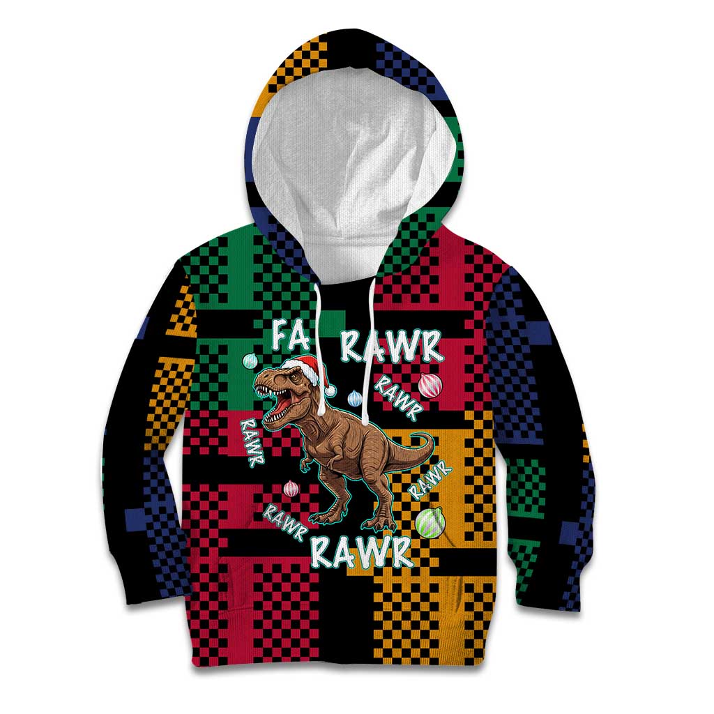 Christmas T Rex Rawr Rawr Rawr Kid Hoodie Xmas Holiday Patterns - Wonder Print Shop