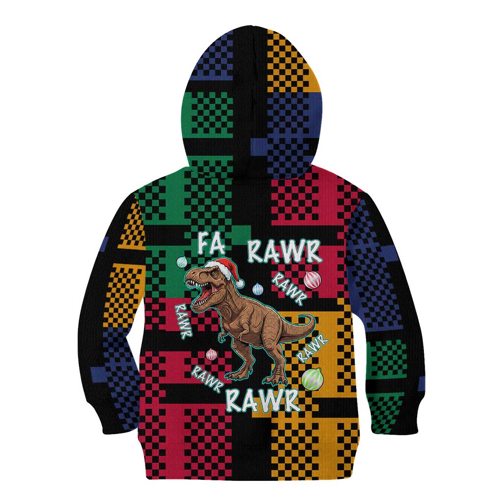 Christmas T Rex Rawr Rawr Rawr Kid Hoodie Xmas Holiday Patterns - Wonder Print Shop