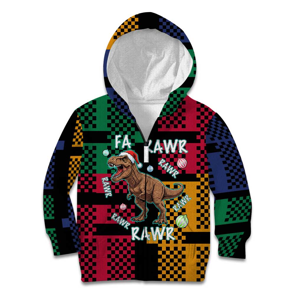 Christmas T Rex Rawr Rawr Rawr Kid Hoodie Xmas Holiday Patterns - Wonder Print Shop